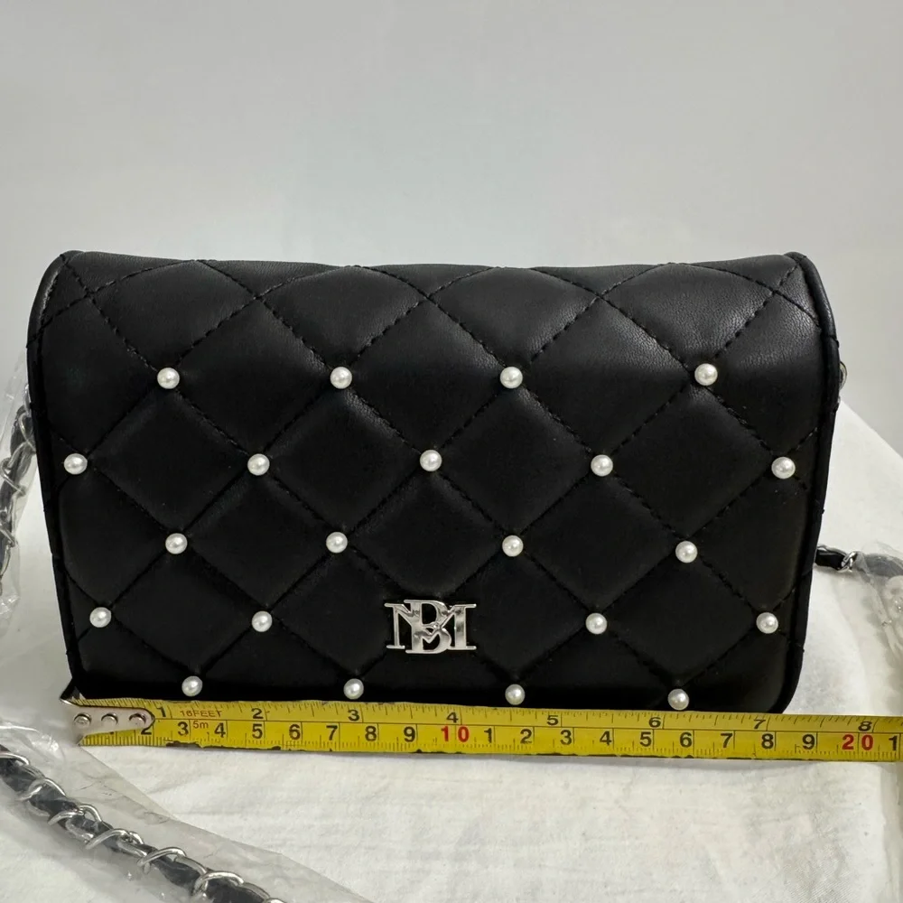 Brand New Badgley Mischka Crossbody Quilted Bag with Pearls